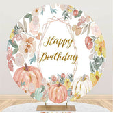 Lofaris Colored Flowers And Pumpkin Round Backdrop For Girl
